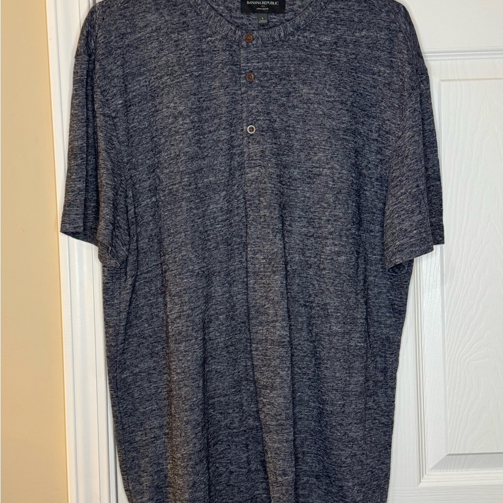 Banana Republic Heathered Navy Short Sleeve Tee